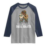 Christmas Lights And Equal Rights Raglan Shirt Diversity Xmas Gift - Wonder Print Shop