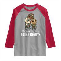 Christmas Lights And Equal Rights Raglan Shirt Diversity Xmas Gift - Wonder Print Shop