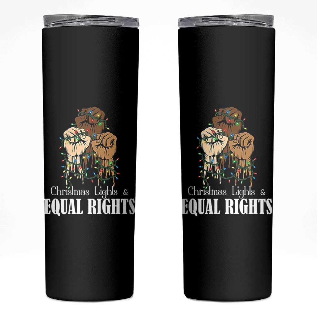 Christmas Lights And Equal Rights Skinny Tumbler Diversity Xmas Gift - Wonder Print Shop