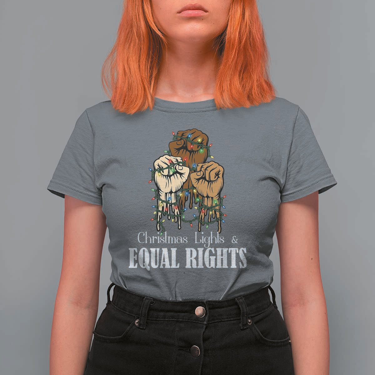 Christmas Lights And Equal Rights T Shirt For Women Diversity Xmas Gift - Wonder Print Shop