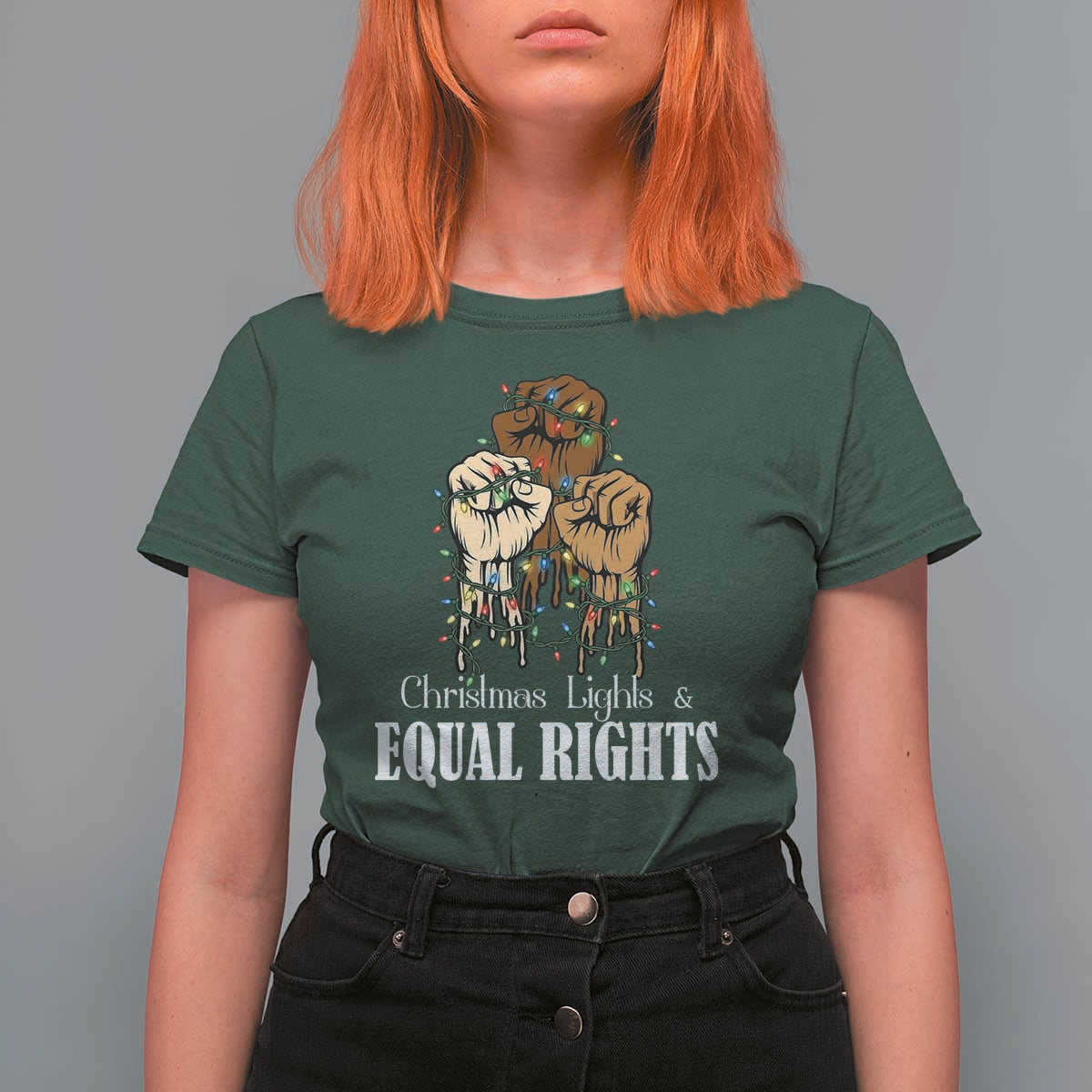 Christmas Lights And Equal Rights T Shirt For Women Diversity Xmas Gift - Wonder Print Shop