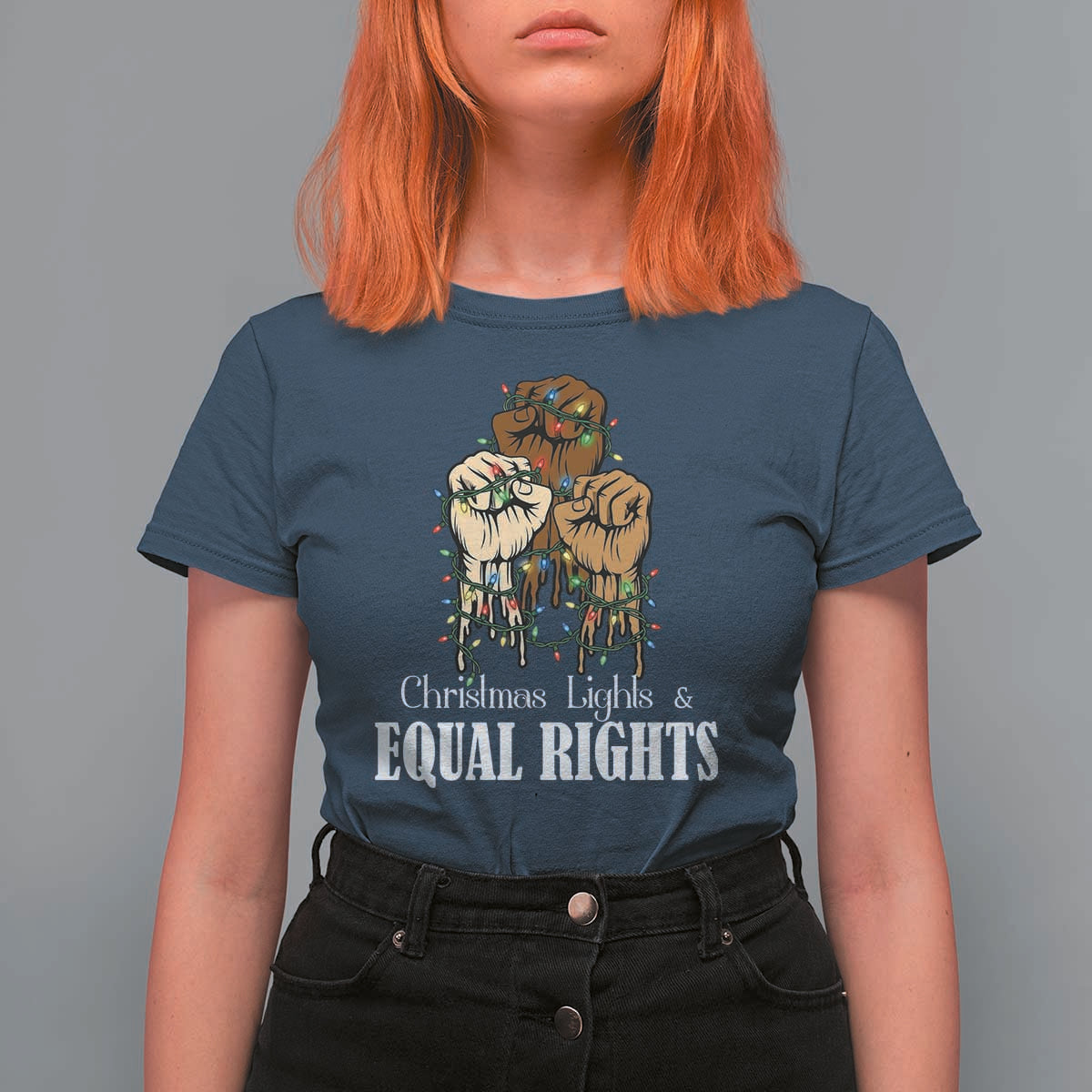 Christmas Lights And Equal Rights T Shirt For Women Diversity Xmas Gift - Wonder Print Shop