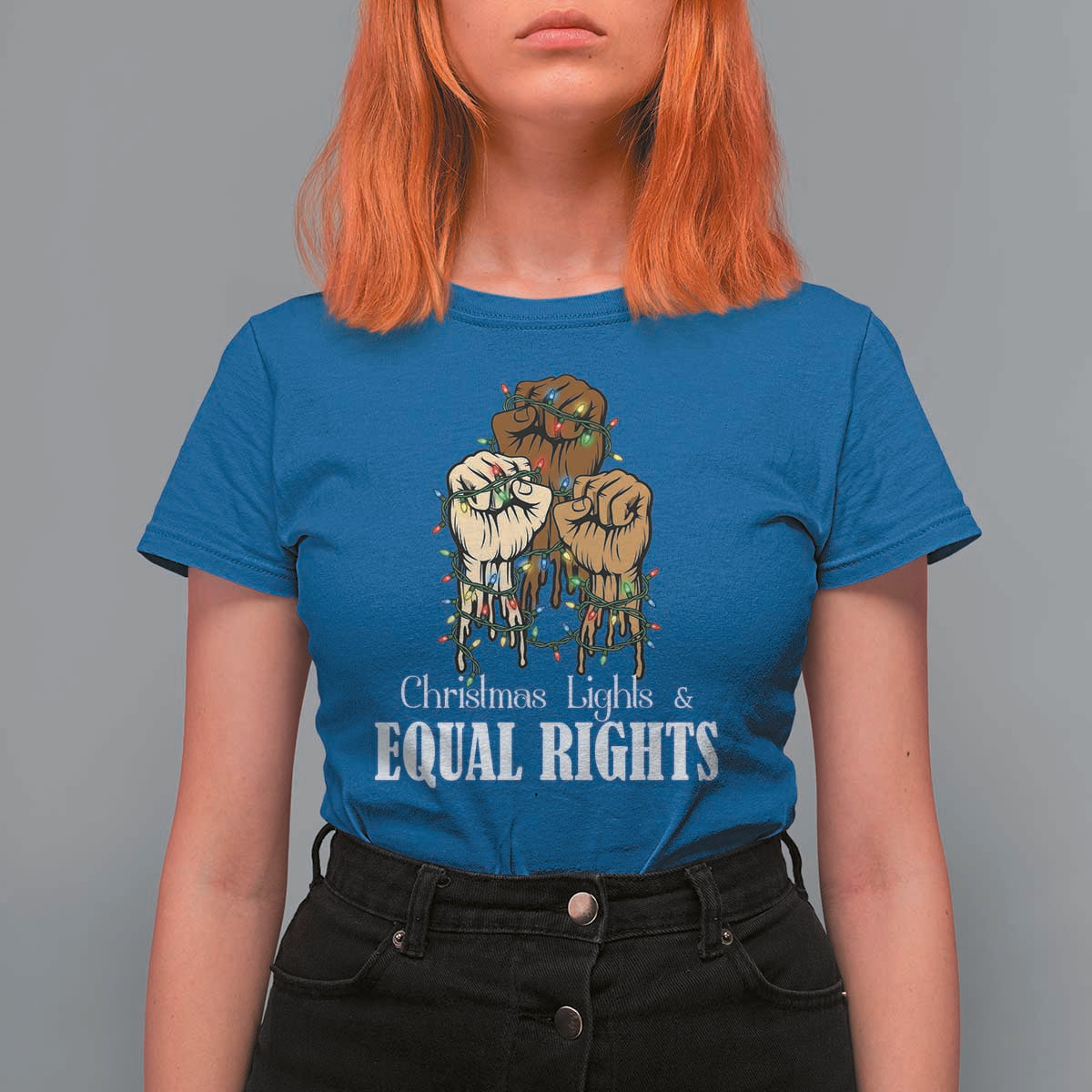 Christmas Lights And Equal Rights T Shirt For Women Diversity Xmas Gift - Wonder Print Shop