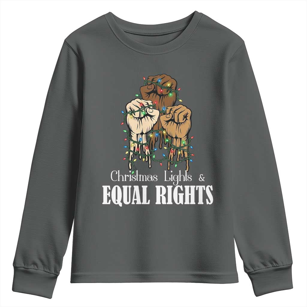 Christmas Lights And Equal Rights Youth Sweatshirt Diversity Xmas Gift - Wonder Print Shop