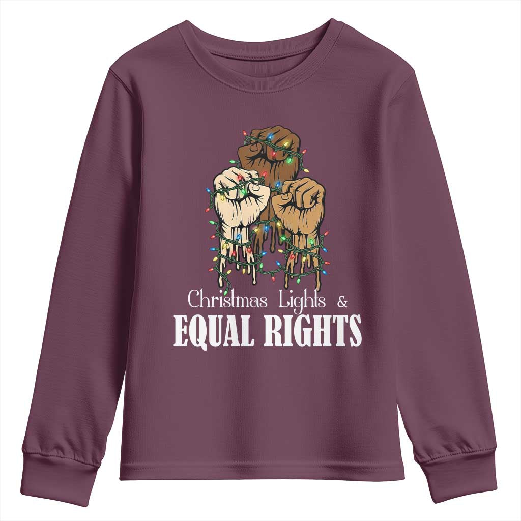 Christmas Lights And Equal Rights Youth Sweatshirt Diversity Xmas Gift - Wonder Print Shop