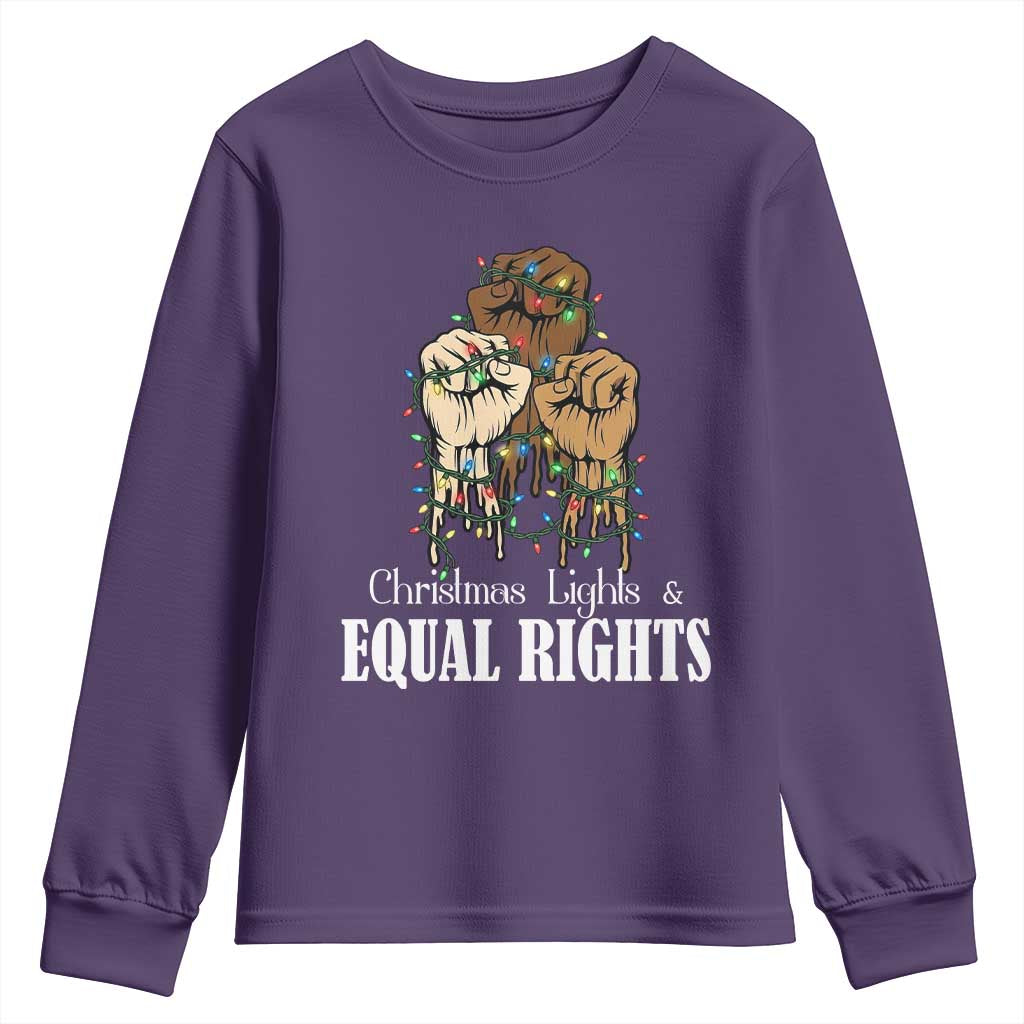 Christmas Lights And Equal Rights Youth Sweatshirt Diversity Xmas Gift - Wonder Print Shop