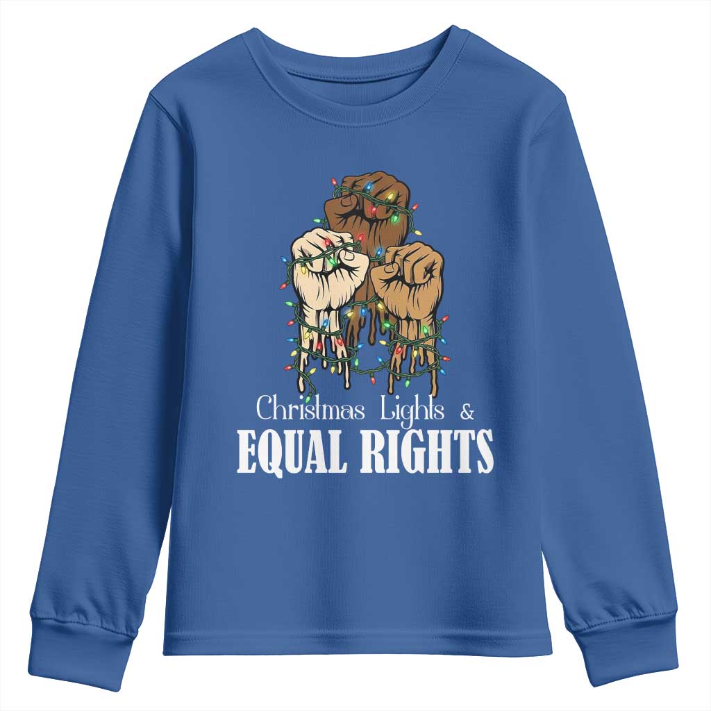 Christmas Lights And Equal Rights Youth Sweatshirt Diversity Xmas Gift - Wonder Print Shop