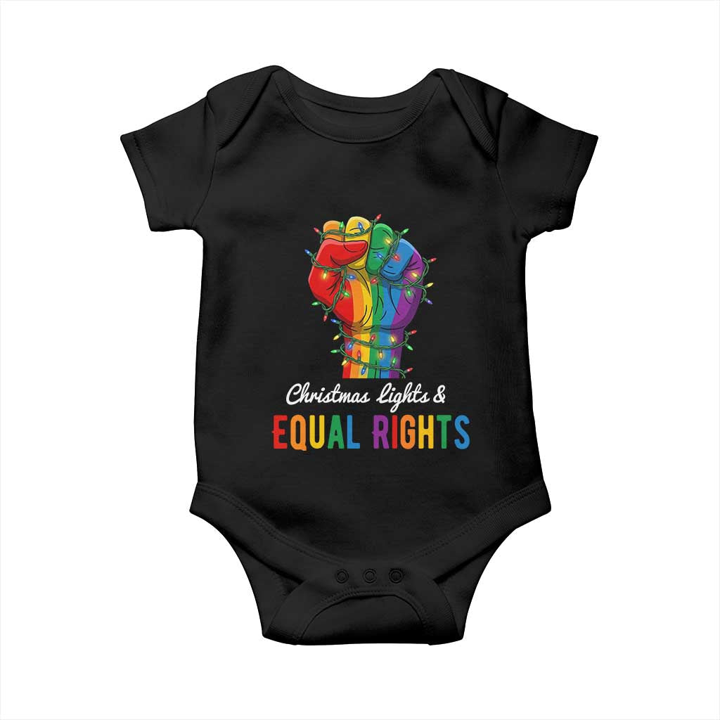 Christmas Lights Equal Rights Baby Onesie LGBT Hands Supporter Gift - Wonder Print Shop