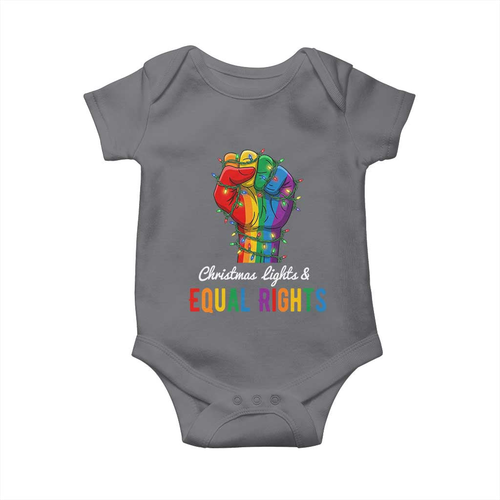 Christmas Lights Equal Rights Baby Onesie LGBT Hands Supporter Gift - Wonder Print Shop