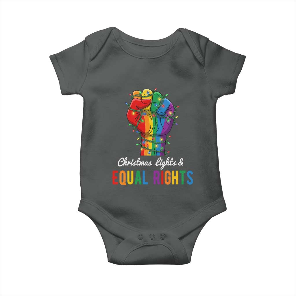 Christmas Lights Equal Rights Baby Onesie LGBT Hands Supporter Gift - Wonder Print Shop