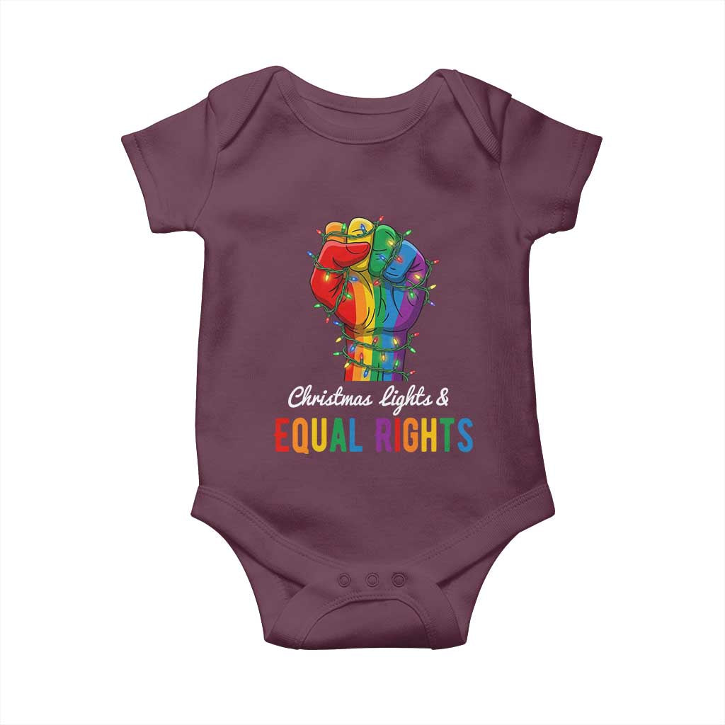 Christmas Lights Equal Rights Baby Onesie LGBT Hands Supporter Gift - Wonder Print Shop
