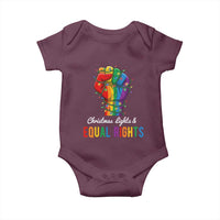 Christmas Lights Equal Rights Baby Onesie LGBT Hands Supporter Gift - Wonder Print Shop