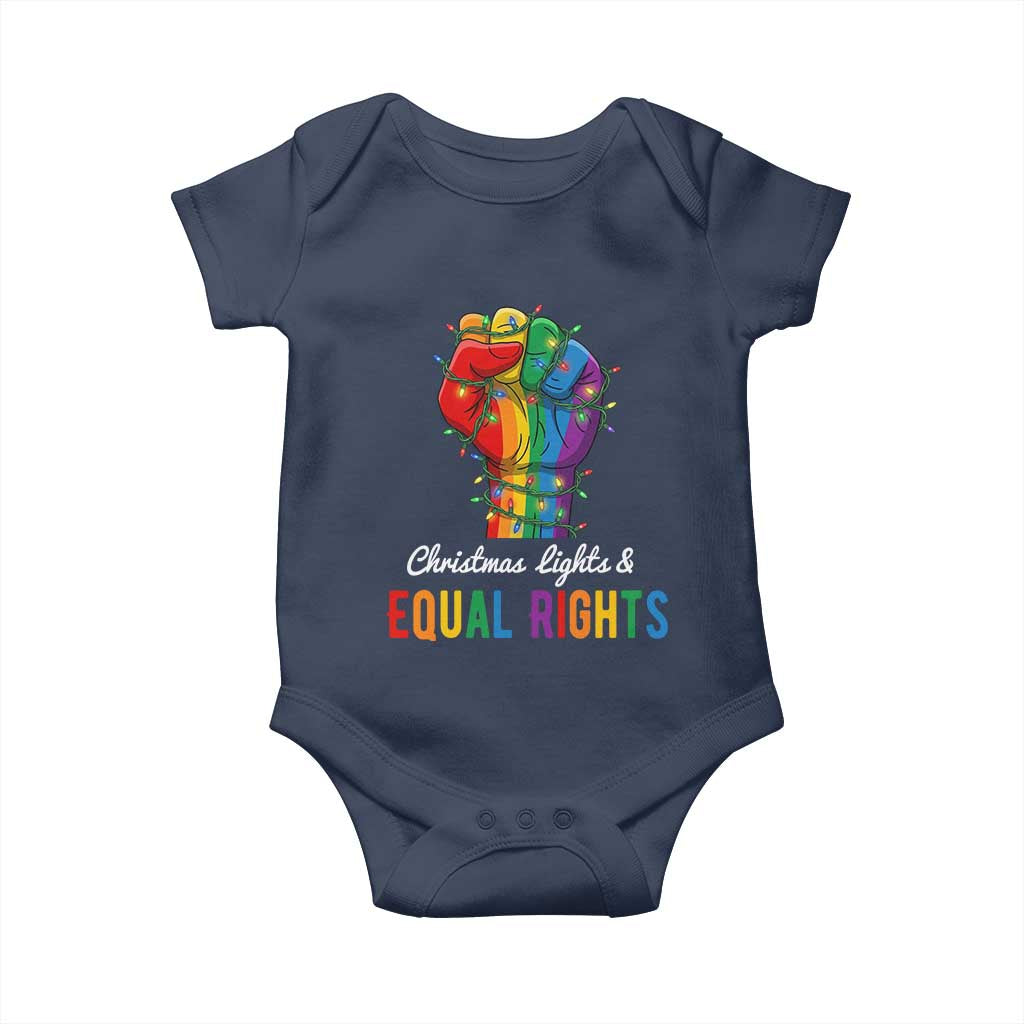 Christmas Lights Equal Rights Baby Onesie LGBT Hands Supporter Gift - Wonder Print Shop