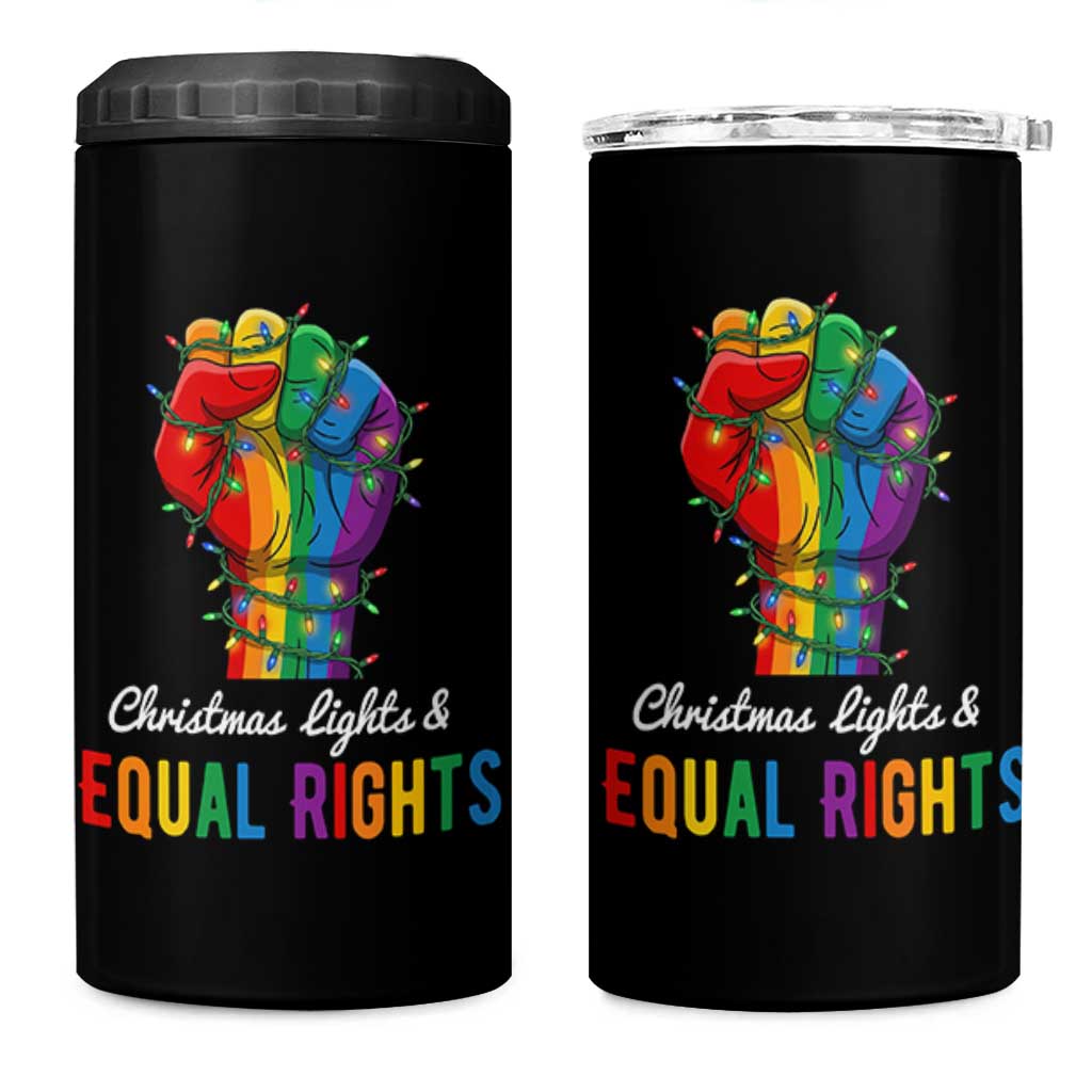 Christmas Lights Equal Rights 4 in 1 Can Cooler Tumbler LGBT Hands Supporter Gift - Wonder Print Shop