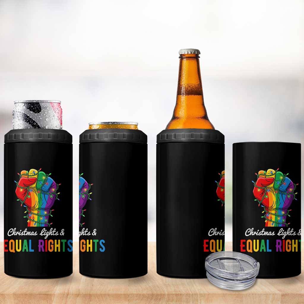 Christmas Lights Equal Rights 4 in 1 Can Cooler Tumbler LGBT Hands Supporter Gift - Wonder Print Shop