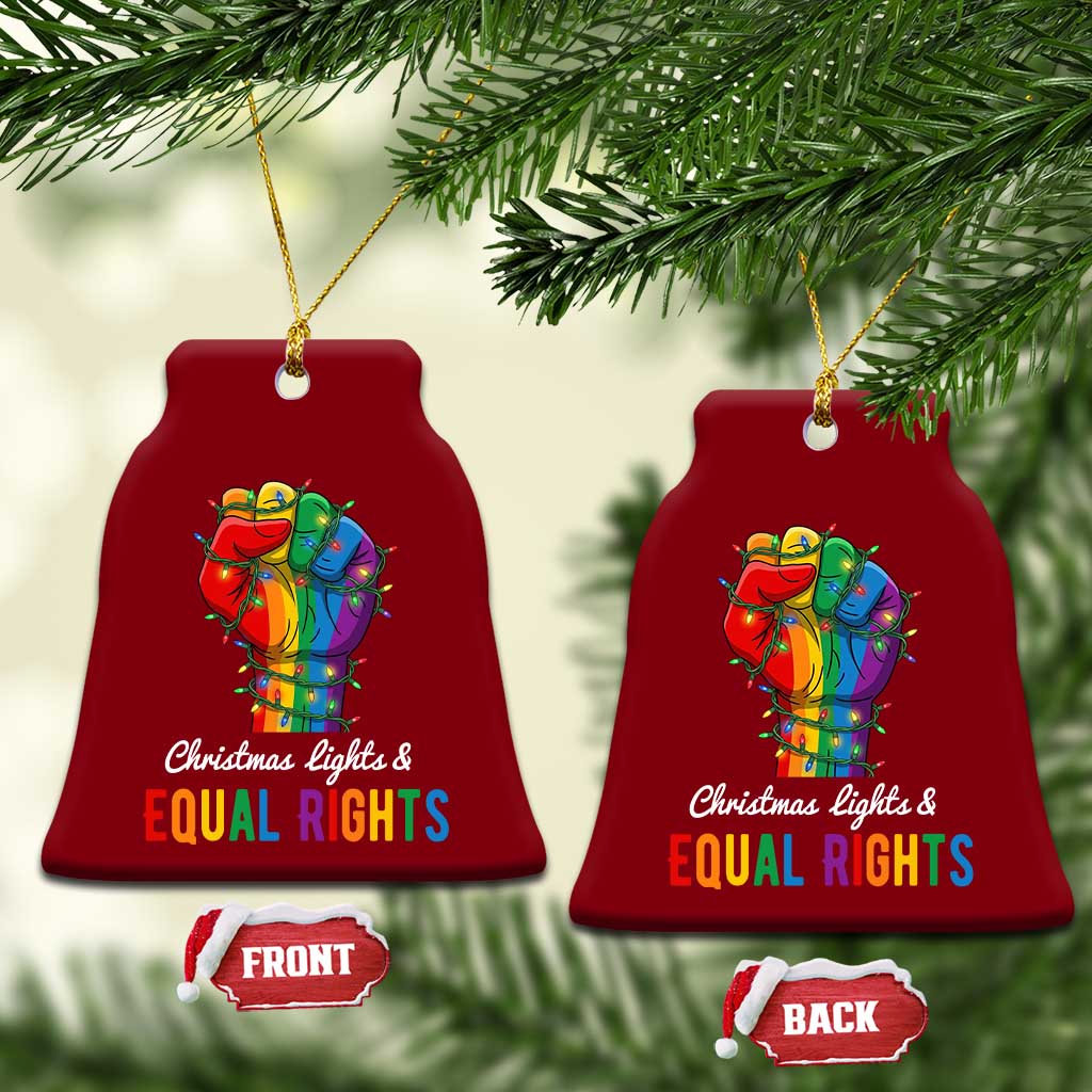 Christmas Lights Equal Rights Ceramic Ornament LGBT Hands Supporter Gift - Wonder Print Shop