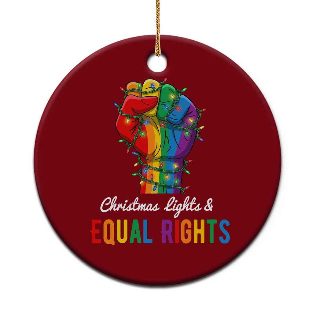 Christmas Lights Equal Rights Ceramic Ornament LGBT Hands Supporter Gift - Wonder Print Shop
