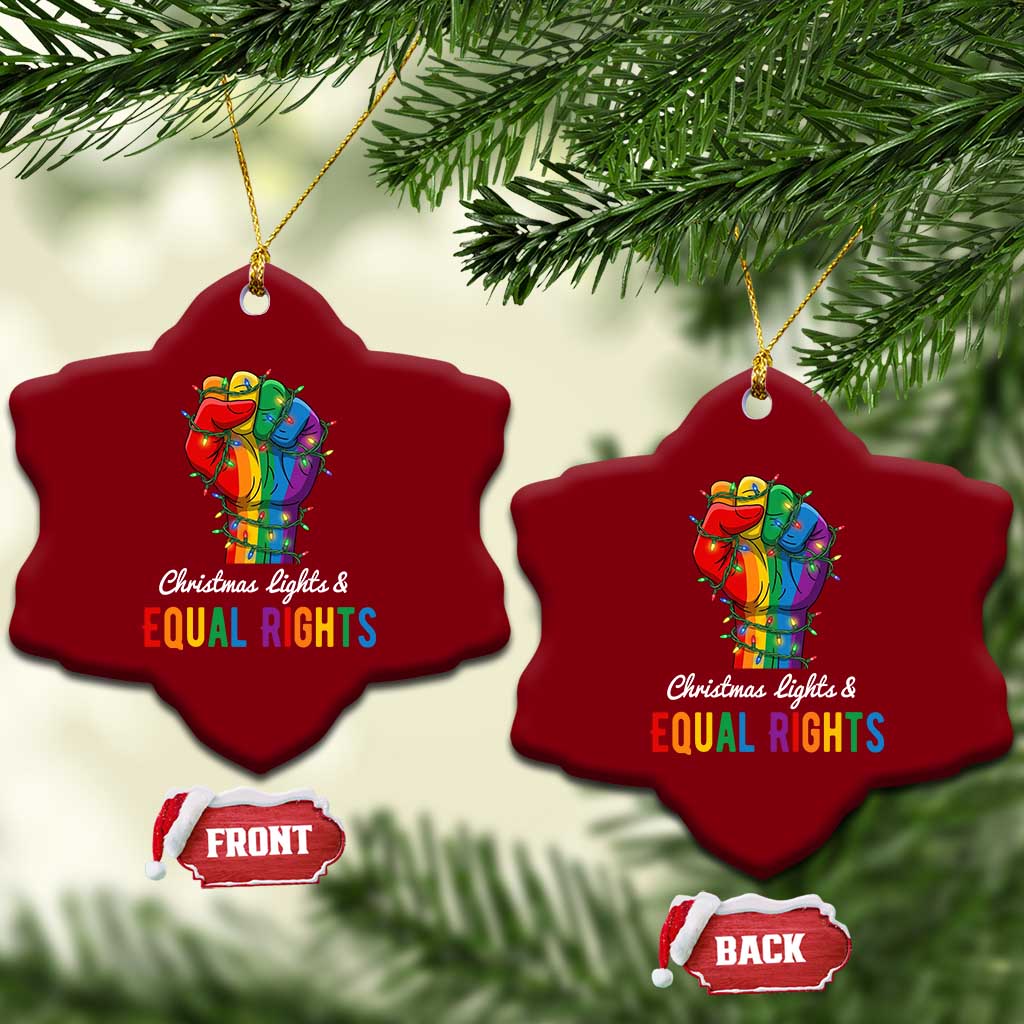 Christmas Lights Equal Rights Ceramic Ornament LGBT Hands Supporter Gift - Wonder Print Shop