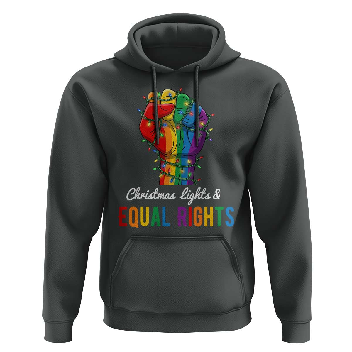 Christmas Lights Equal Rights Hoodie LGBT Hands Supporter Gift - Wonder Print Shop