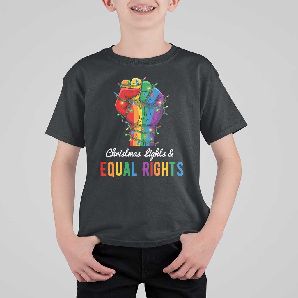 Christmas Lights Equal Rights T Shirt For Kid LGBT Hands Supporter Gift - Wonder Print Shop