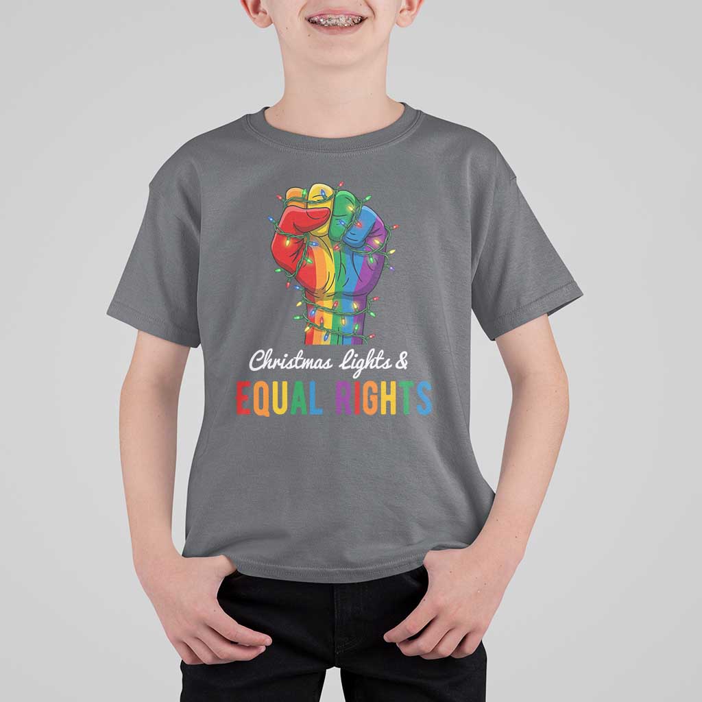 Christmas Lights Equal Rights T Shirt For Kid LGBT Hands Supporter Gift - Wonder Print Shop
