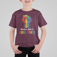 Christmas Lights Equal Rights T Shirt For Kid LGBT Hands Supporter Gift - Wonder Print Shop