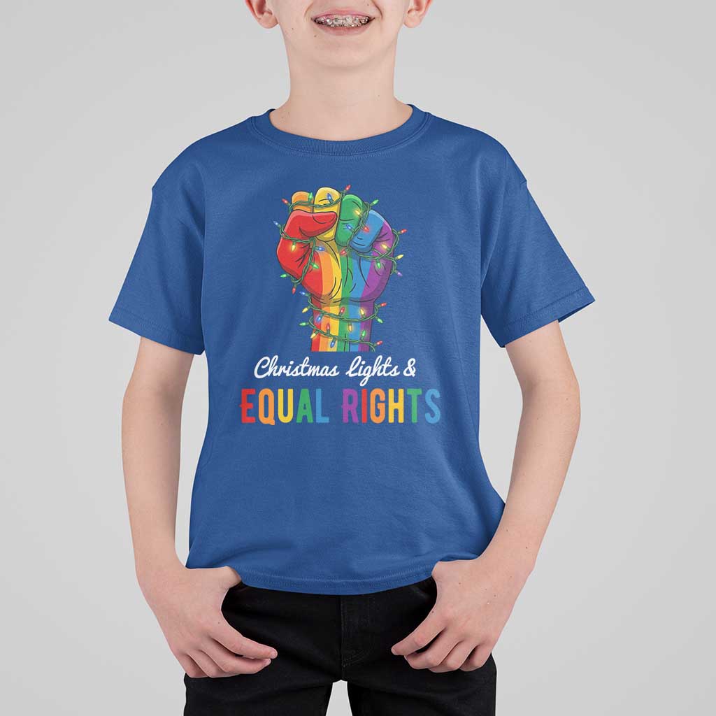 Christmas Lights Equal Rights T Shirt For Kid LGBT Hands Supporter Gift - Wonder Print Shop