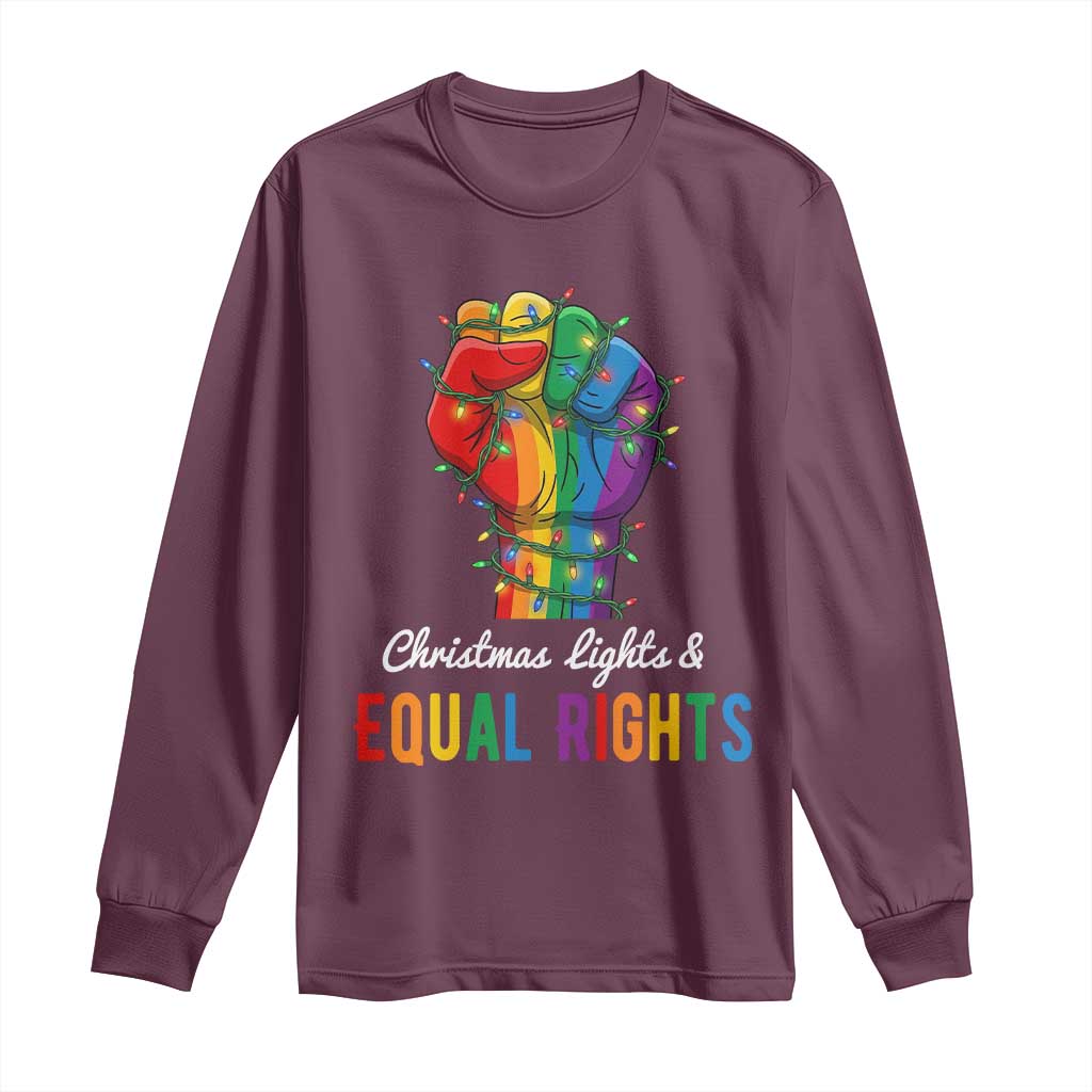 Christmas Lights Equal Rights Long Sleeve Shirt LGBT Hands Supporter Gift - Wonder Print Shop
