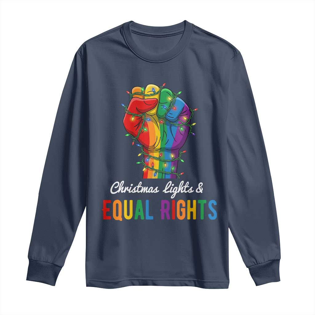 Christmas Lights Equal Rights Long Sleeve Shirt LGBT Hands Supporter Gift - Wonder Print Shop