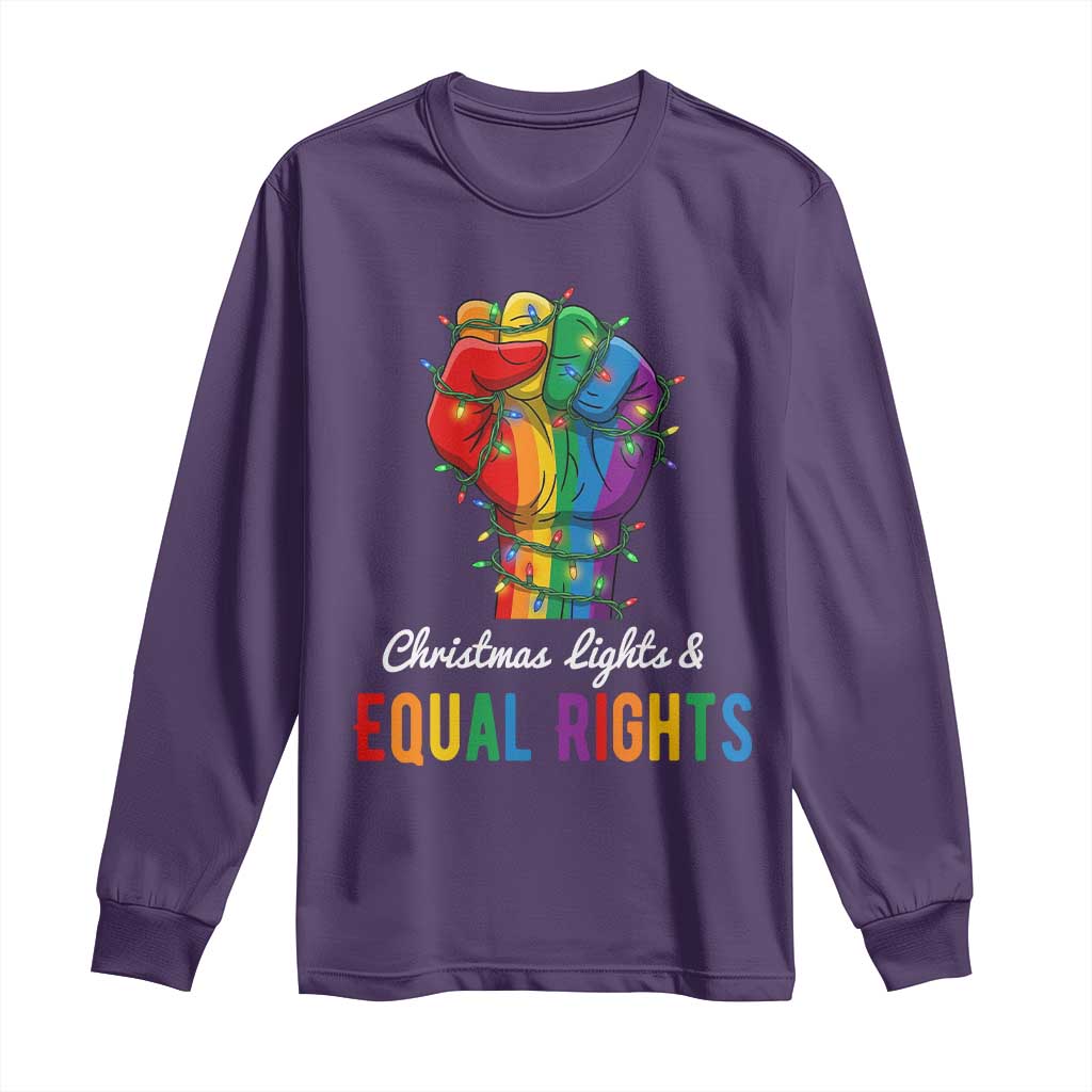 Christmas Lights Equal Rights Long Sleeve Shirt LGBT Hands Supporter Gift - Wonder Print Shop