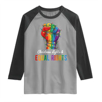 Christmas Lights Equal Rights Raglan Shirt LGBT Hands Supporter Gift - Wonder Print Shop