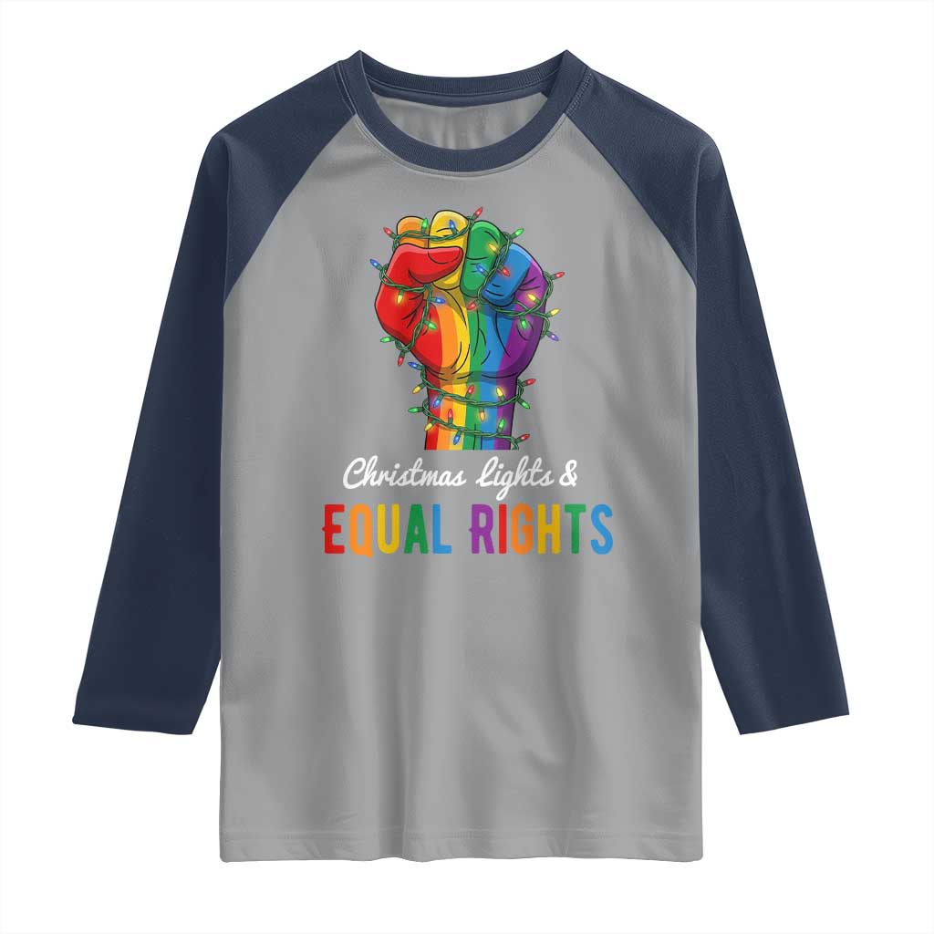 Christmas Lights Equal Rights Raglan Shirt LGBT Hands Supporter Gift - Wonder Print Shop