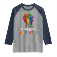 Christmas Lights Equal Rights Raglan Shirt LGBT Hands Supporter Gift - Wonder Print Shop