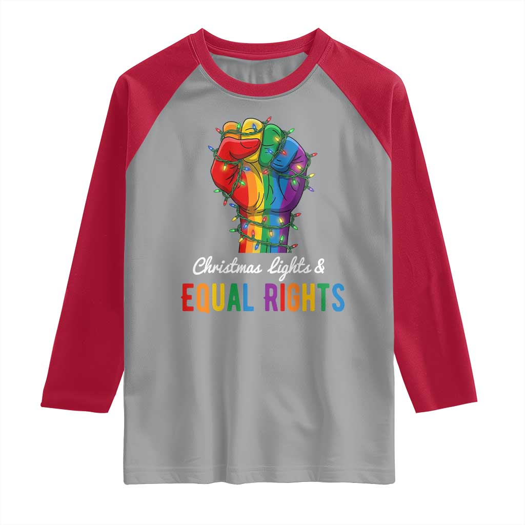 Christmas Lights Equal Rights Raglan Shirt LGBT Hands Supporter Gift - Wonder Print Shop