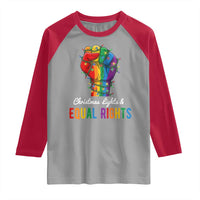 Christmas Lights Equal Rights Raglan Shirt LGBT Hands Supporter Gift - Wonder Print Shop