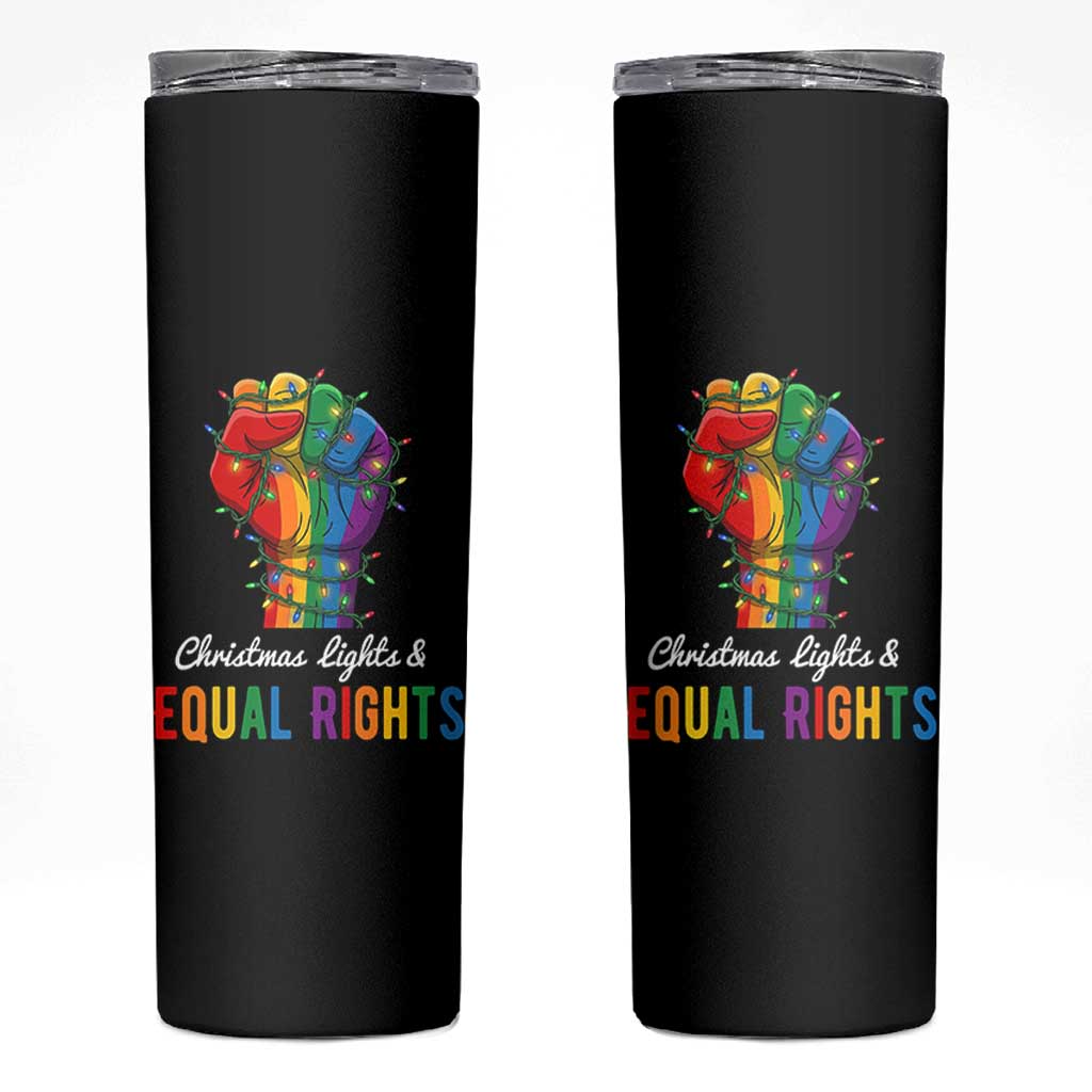 Christmas Lights Equal Rights Skinny Tumbler LGBT Hands Supporter Gift - Wonder Print Shop