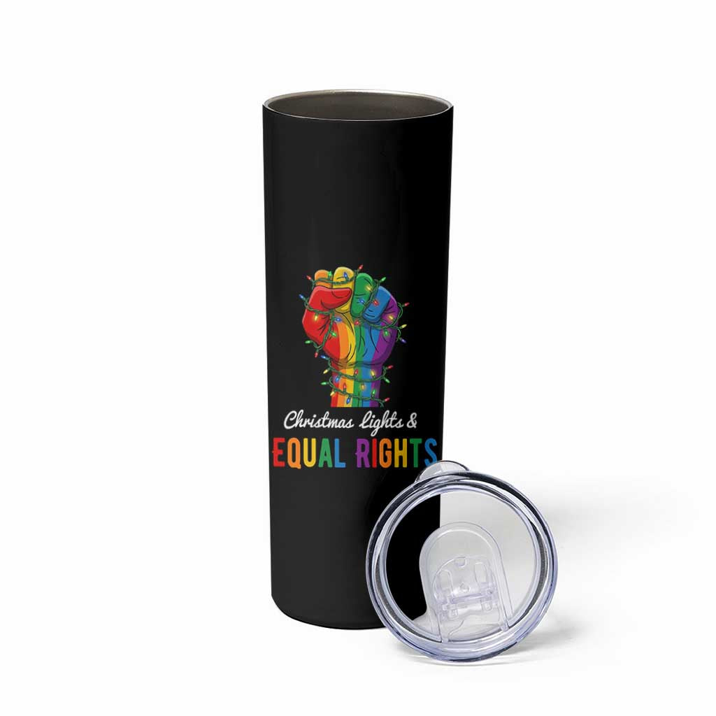 Christmas Lights Equal Rights Skinny Tumbler LGBT Hands Supporter Gift - Wonder Print Shop