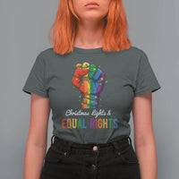 Christmas Lights Equal Rights T Shirt For Women LGBT Hands Supporter Gift - Wonder Print Shop