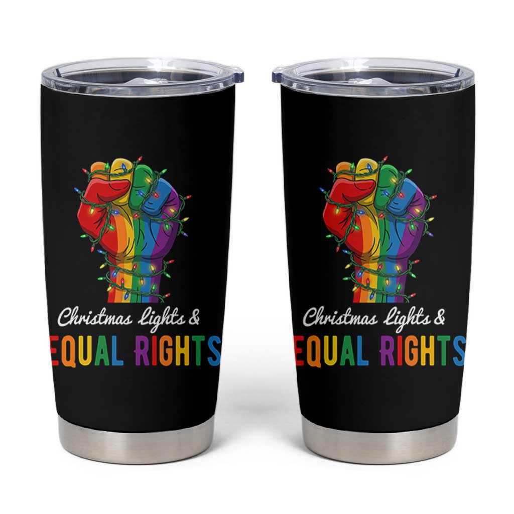 Christmas Lights Equal Rights Tumbler Cup LGBT Hands Supporter Gift - Wonder Print Shop
