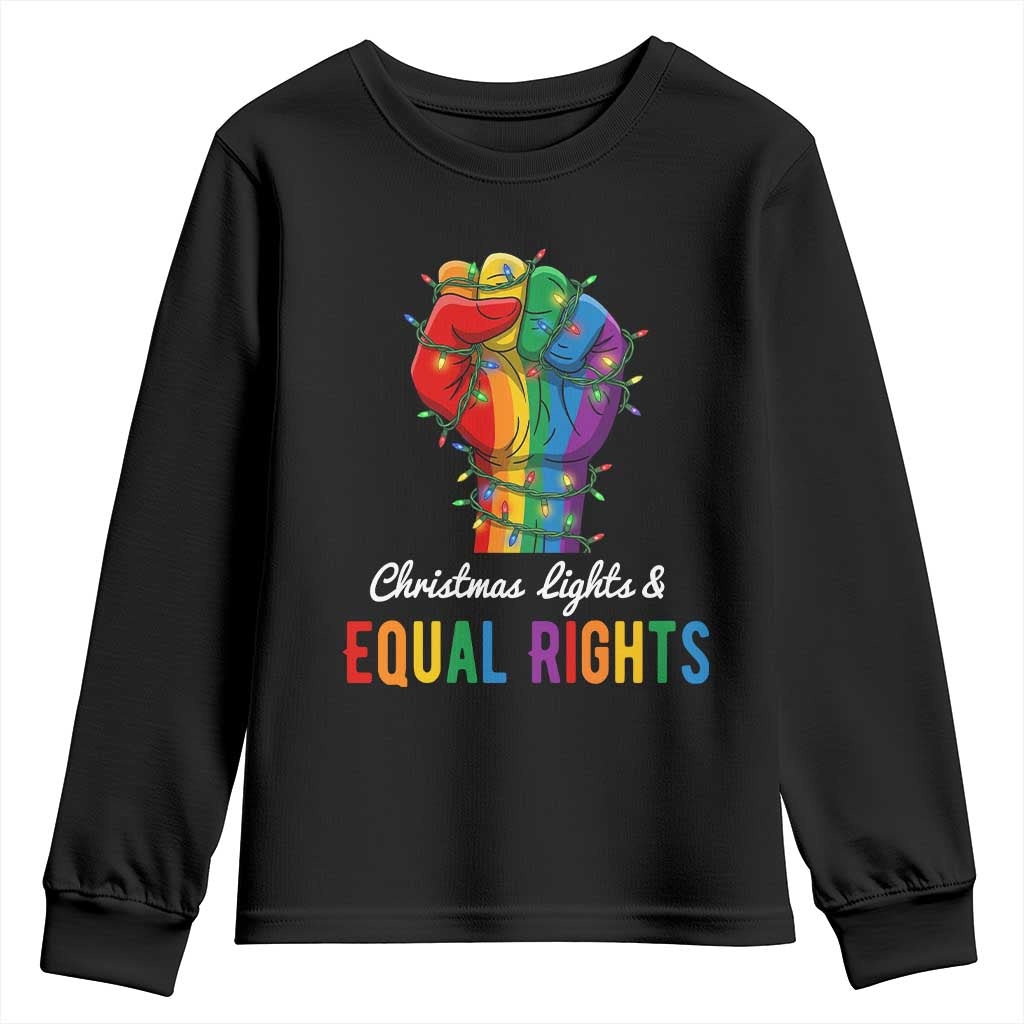 Christmas Lights Equal Rights Youth Sweatshirt LGBT Hands Supporter Gift - Wonder Print Shop