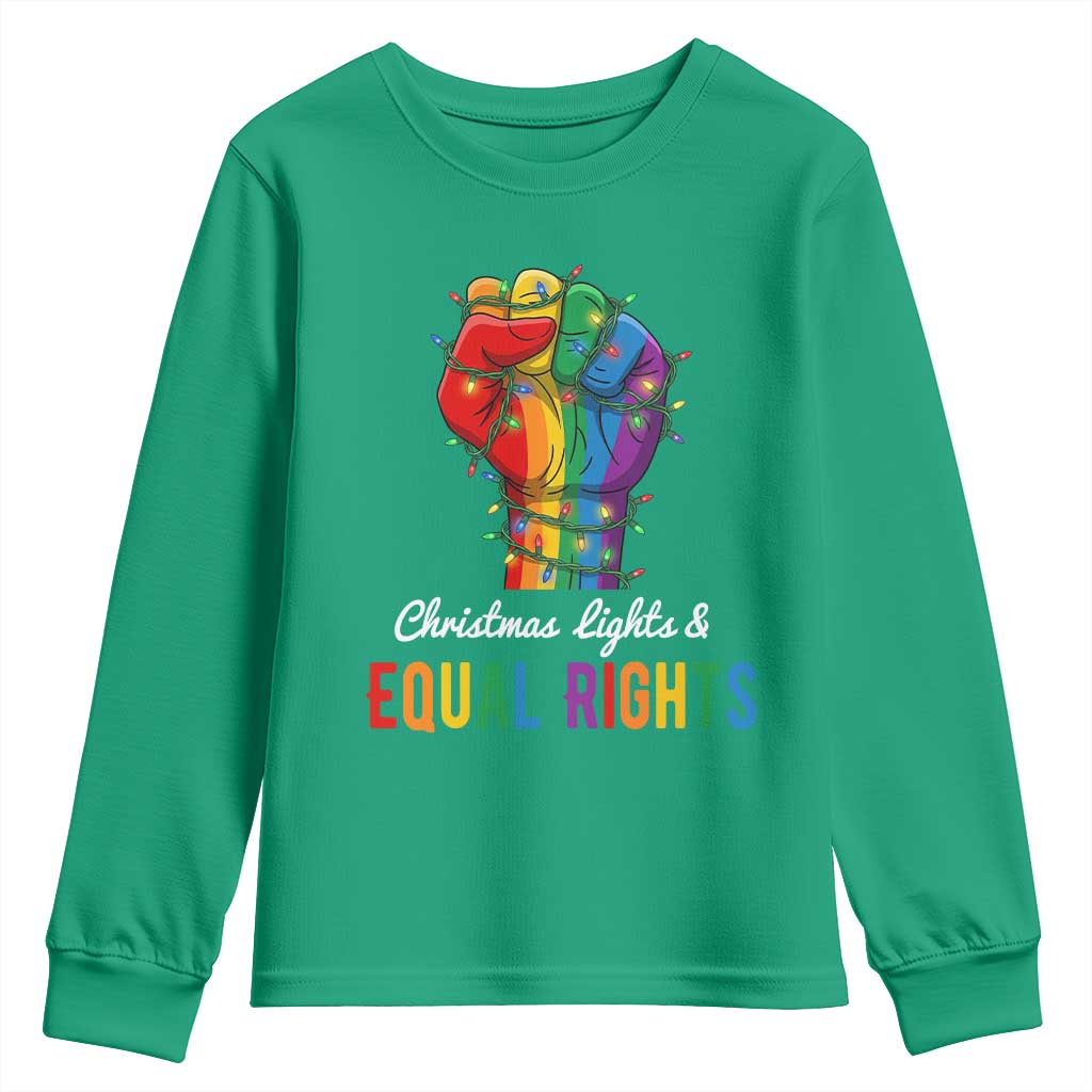Christmas Lights Equal Rights Youth Sweatshirt LGBT Hands Supporter Gift - Wonder Print Shop