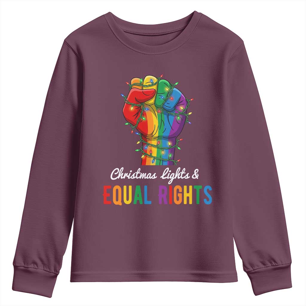 Christmas Lights Equal Rights Youth Sweatshirt LGBT Hands Supporter Gift - Wonder Print Shop