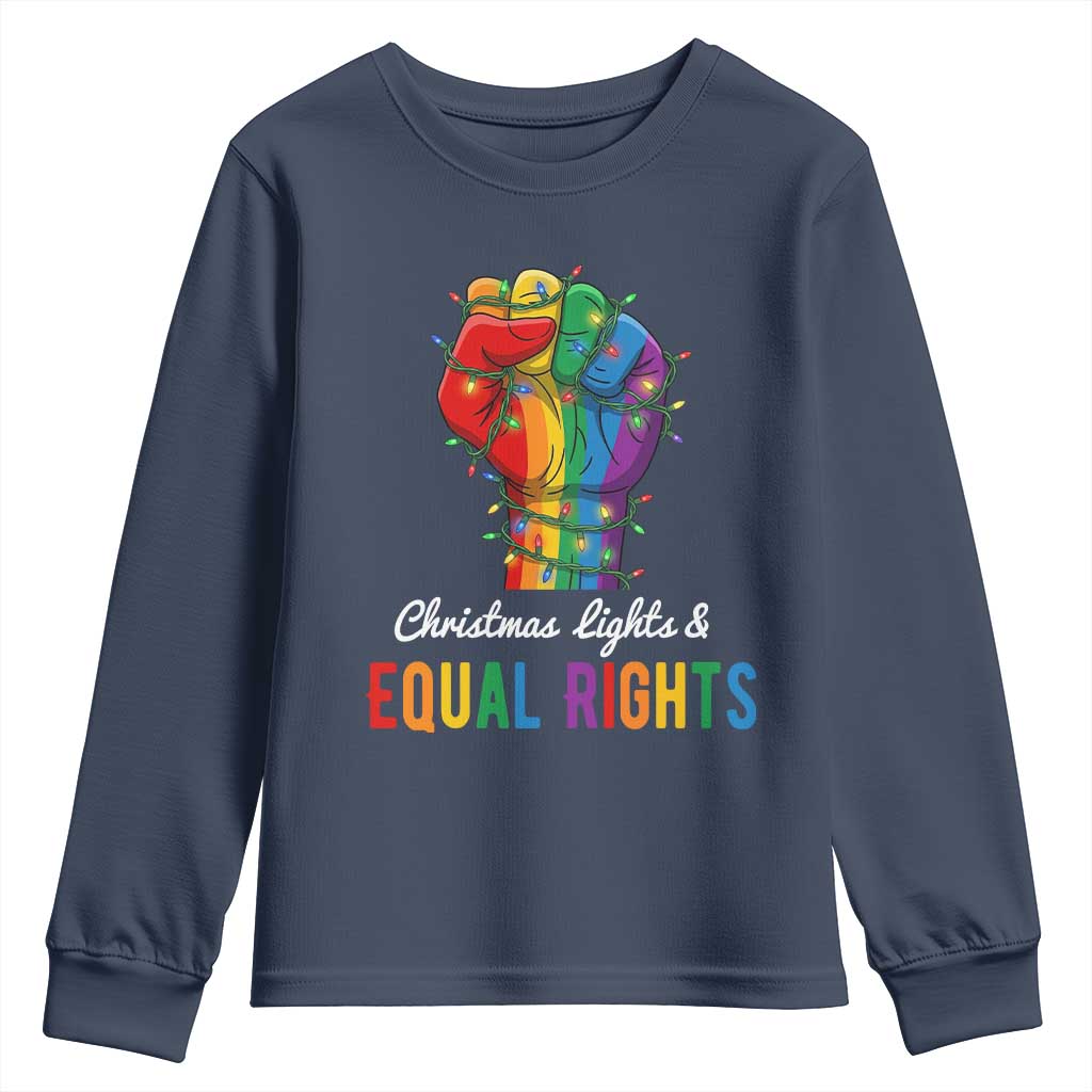 Christmas Lights Equal Rights Youth Sweatshirt LGBT Hands Supporter Gift - Wonder Print Shop