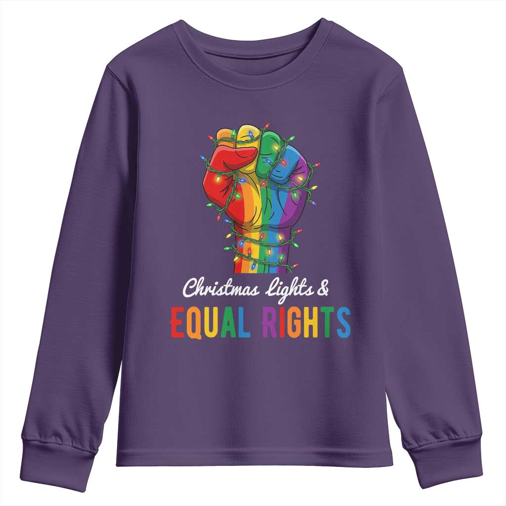 Christmas Lights Equal Rights Youth Sweatshirt LGBT Hands Supporter Gift - Wonder Print Shop