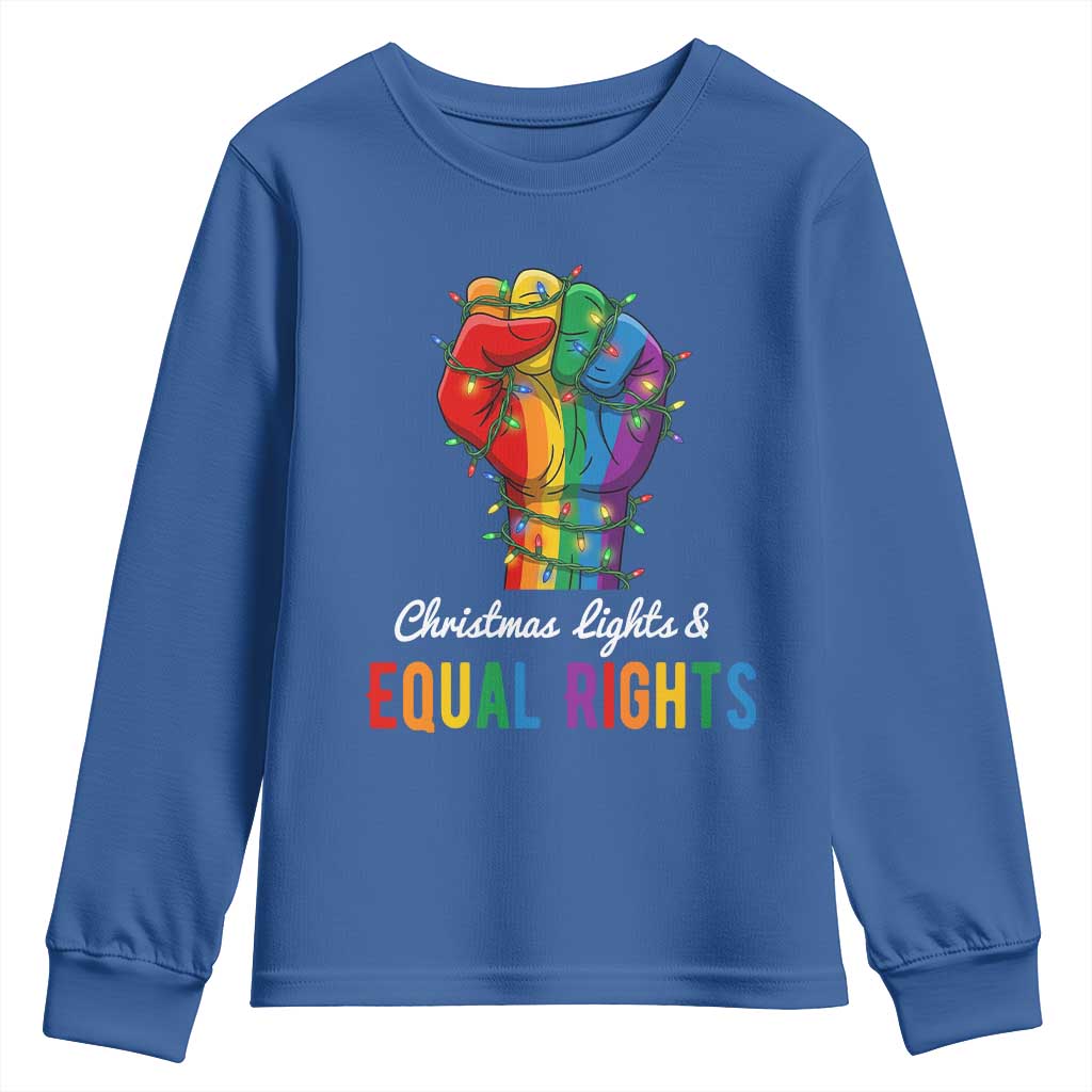 Christmas Lights Equal Rights Youth Sweatshirt LGBT Hands Supporter Gift - Wonder Print Shop