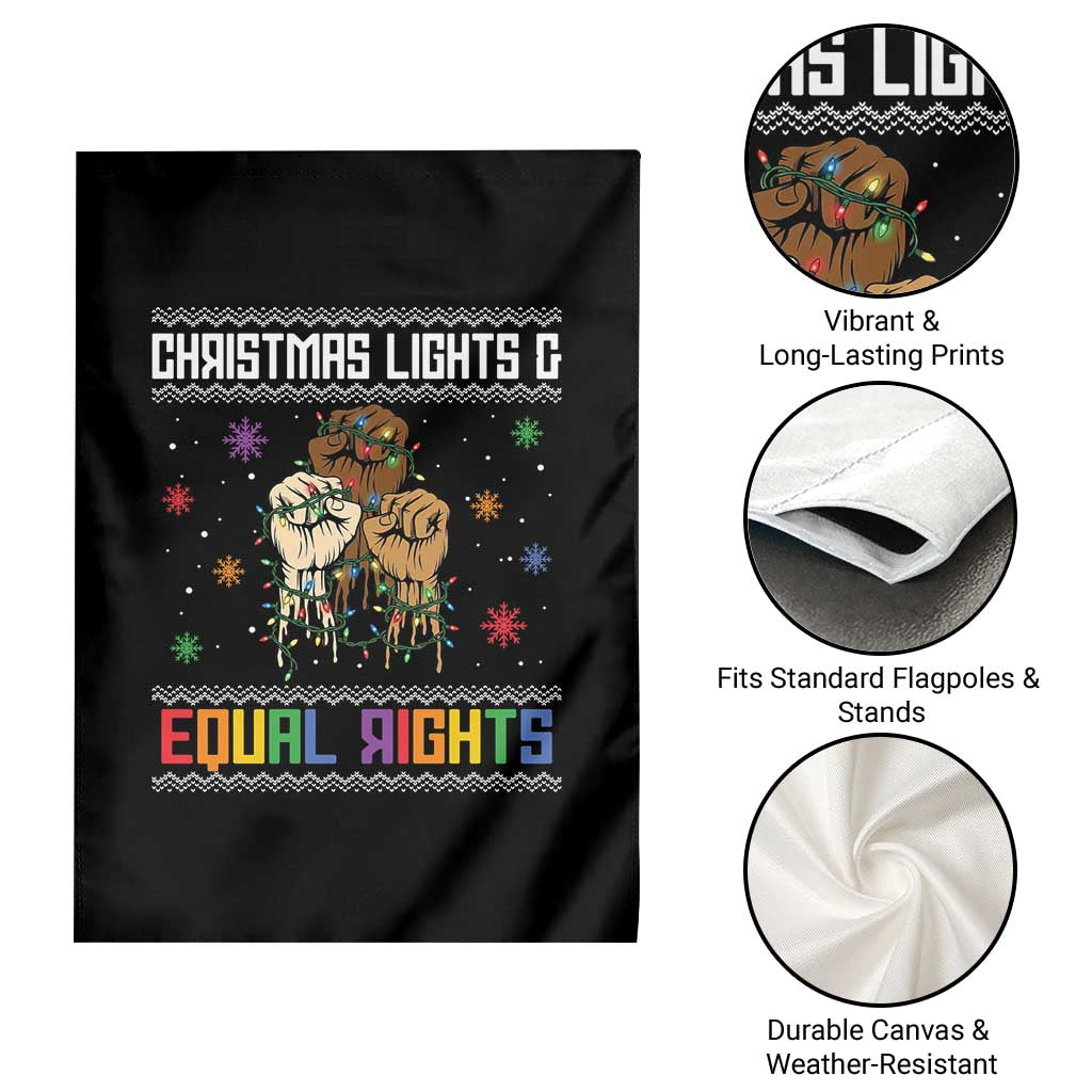Christmas Lights And Equal Rights Ugly Sweater Garden Flag Xmas Activism Gift - Wonder Print Shop