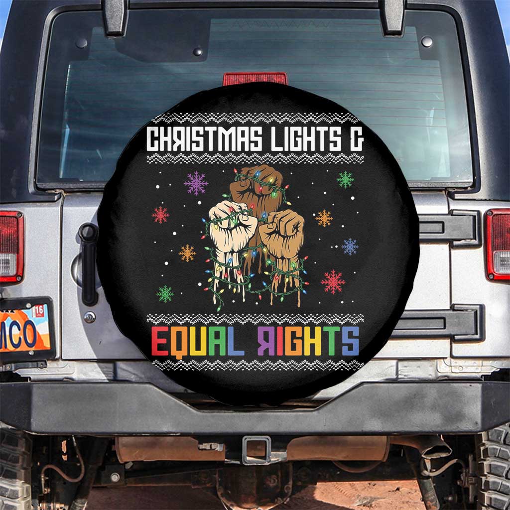 Christmas Lights And Equal Rights Ugly Sweater Spare Tire Cover Xmas Activism Gift - Wonder Print Shop