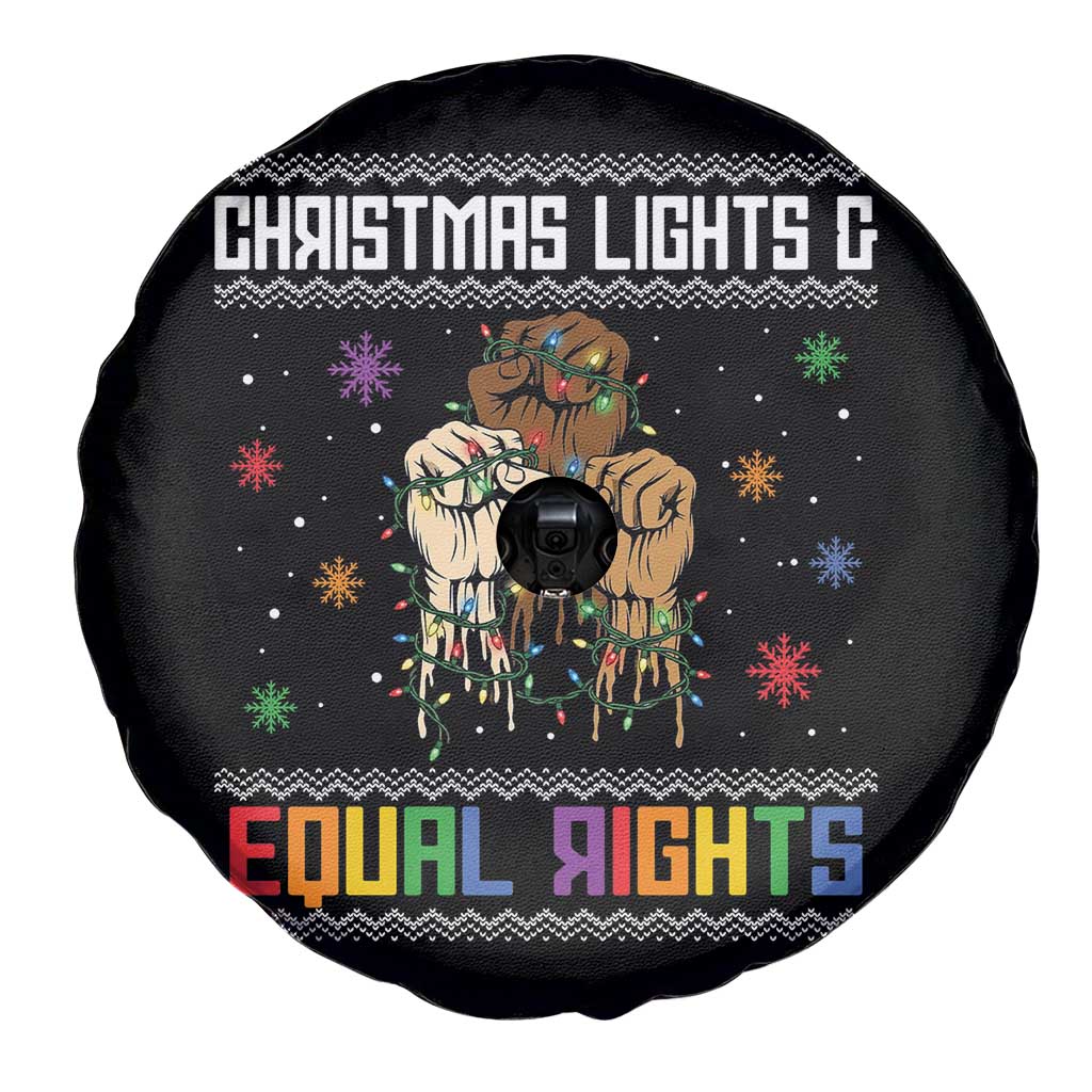 Christmas Lights And Equal Rights Ugly Sweater Spare Tire Cover Xmas Activism Gift - Wonder Print Shop