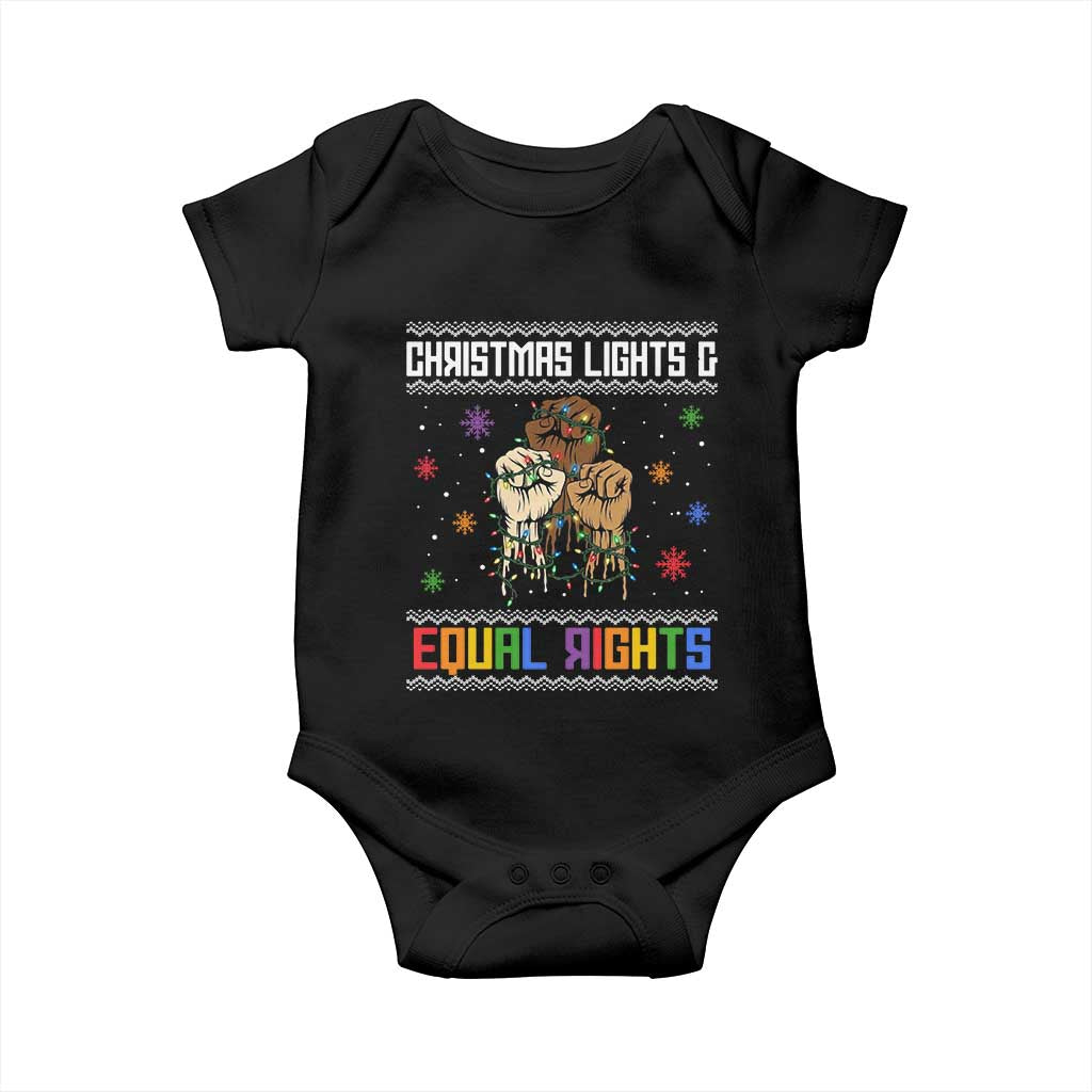 Christmas Lights And Equal Rights Ugly Sweater Baby Onesie Xmas Activism Gift - Wonder Print Shop