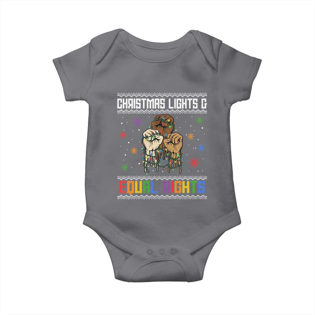 Christmas Lights And Equal Rights Ugly Sweater Baby Onesie Xmas Activism Gift - Wonder Print Shop